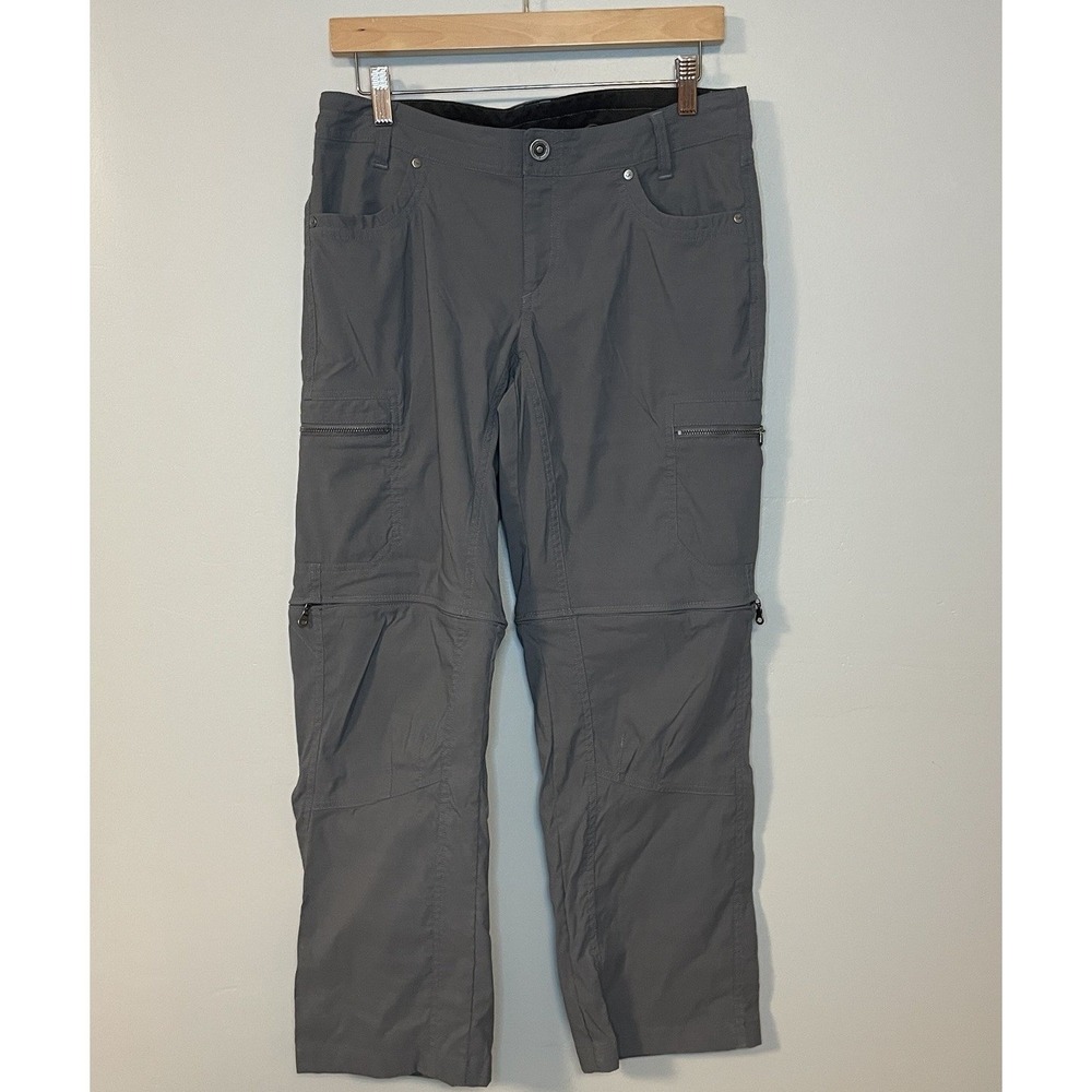 Kuhl Gray Stretch Convertible Zip Off Cargo Hiking Outdoor Pants Womens 8